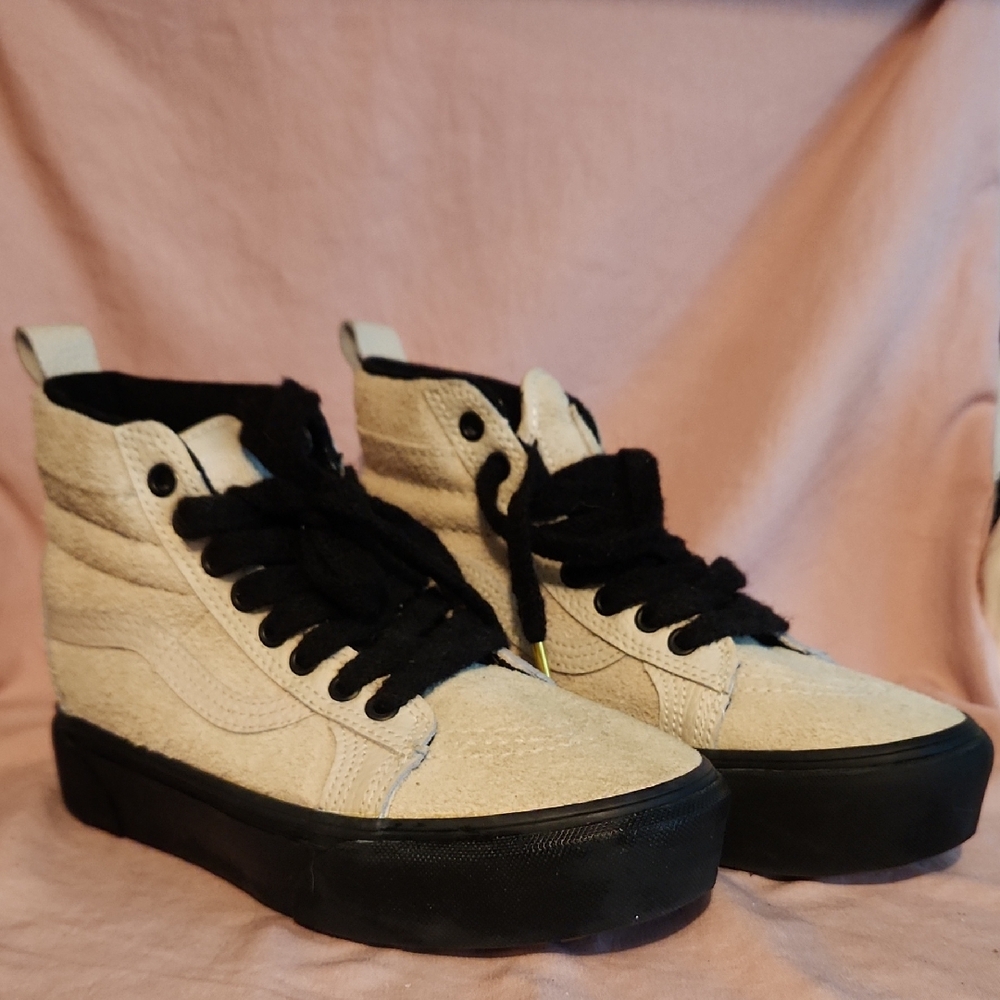 Vans Cream And Black High Tops
